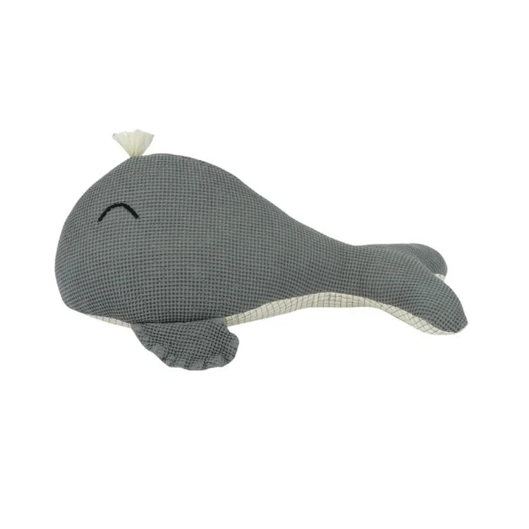 EMBROIDERED WHALE PILLOW 