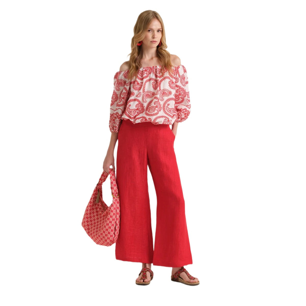JACQUARD LINEN TROUSERS
