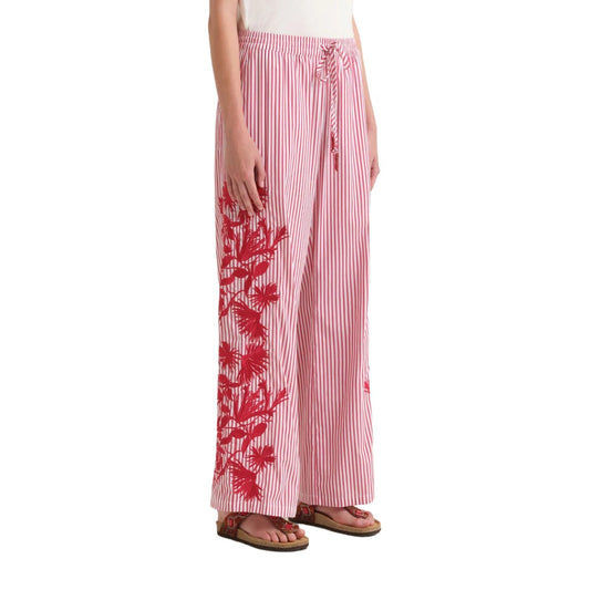 STRIPED FLEUR TROUSERS